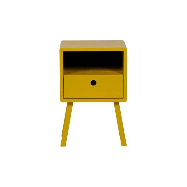 Žlutý noční stolek z masivního borovicového dřeva WOOOD Sammie