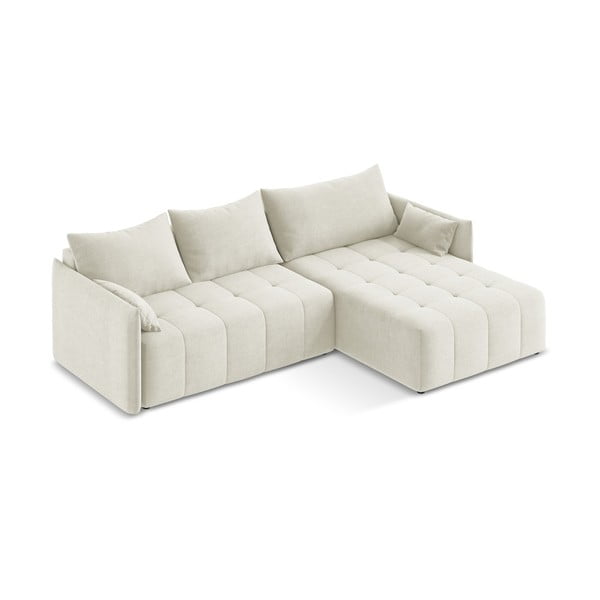 Divano angolare beige allungabile/con contenitore (con penisola a destra/con chaise lounge) Moku – Makamii-image-2
