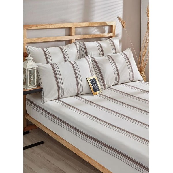 Lenzuolo matrimoniale in cotone marrone-beige 200x220 cm - Mila Home-image-1