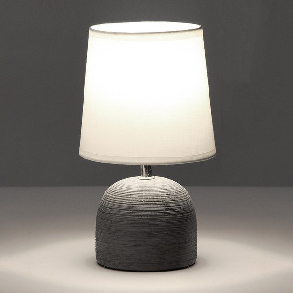 Lampada da tavolo in ceramica grigia con paralume in tessuto (altezza 27,5 cm) - Casa Selección-image-1