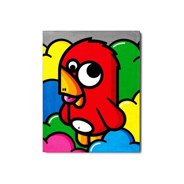 Pittura murale in cemento Rouge, 24 x 30 cm Oiseau - Lyon Béton