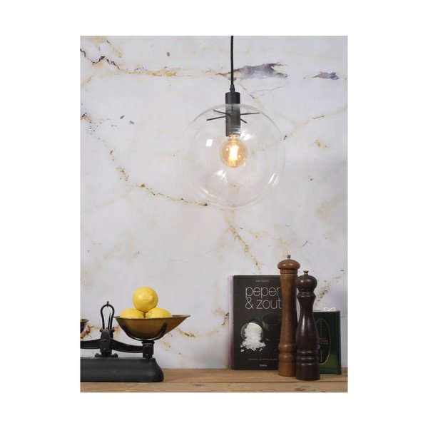 Lampada a sospensione nera con paralume in vetro ø 30 cm Warsaw - it's about RoMi-image-3