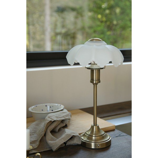 Lampada da tavolo bianca/color ottone in vetro con intensità regolabile/portatile (altezza totale 35 cm) Kurage – Markslöjd-image-1