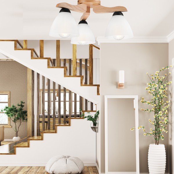 Lampada da soffitto bianca con paralume in vetro ø 16 cm Andreas - LAMKUR-image-2