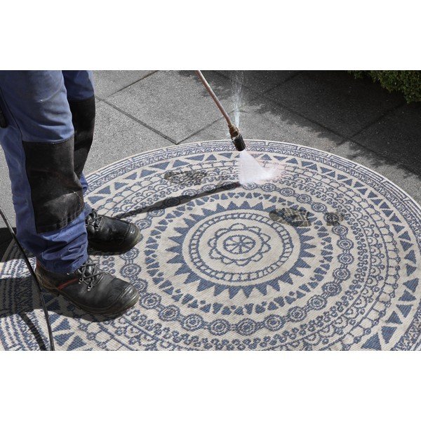 Tappeto da esterno blu e crema , ø 140 cm Coron - NORTHRUGS-image-4