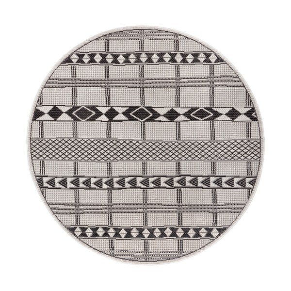 Tappeto per esterni Madrid nero e grigio, ø 120 cm - Ragami
