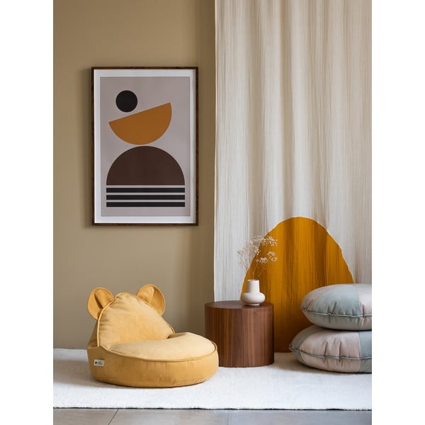 Pouf a sacco per bambini giallo con rivestimento in velluto Bear – Wigiwama-image-2