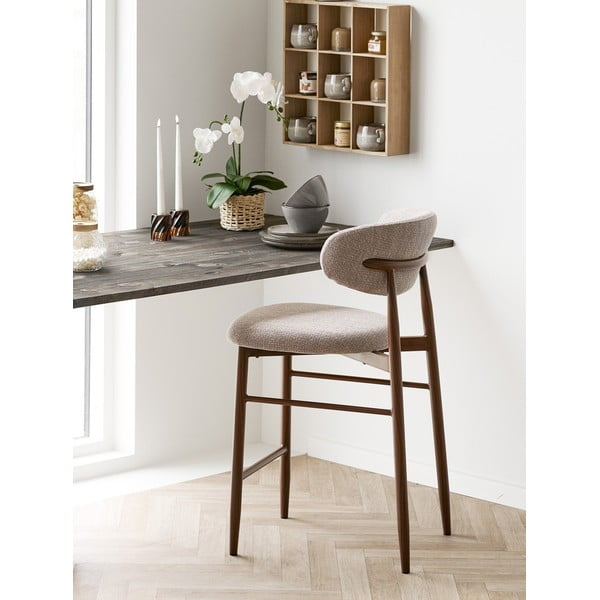 Sgabello da bar beige/marrone scuro imbottito (altezza della seduta 65 cm) Levanto – House Nordic-image-1