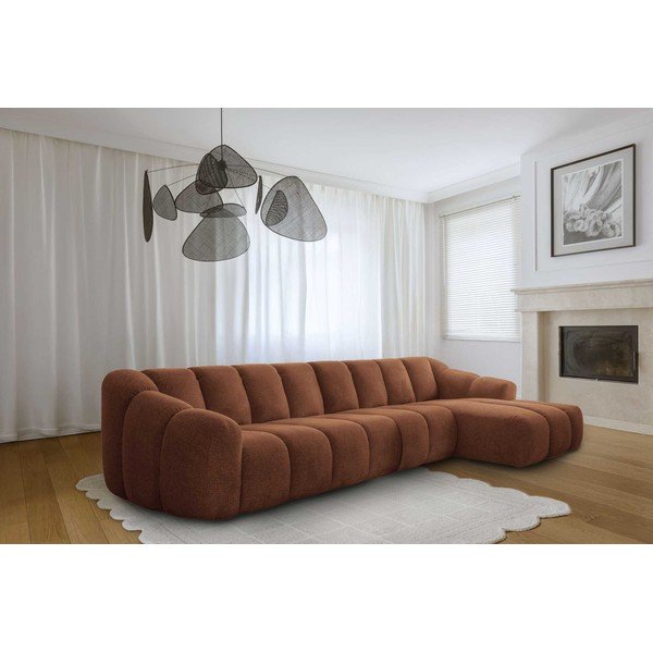 Divano angolare color terracotta (con penisola a destra/con chaise lounge) Shell – Miuform-image-2