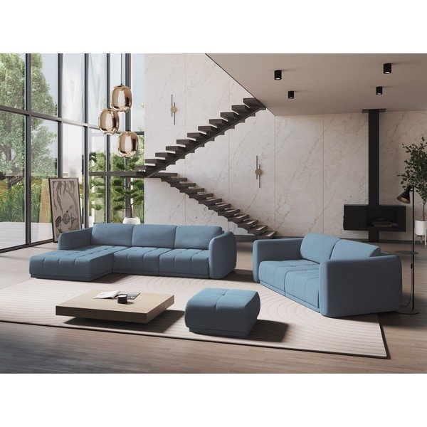 Divano angolare azzurro (con penisola a sinistra) Hoku – Makamii-image-1