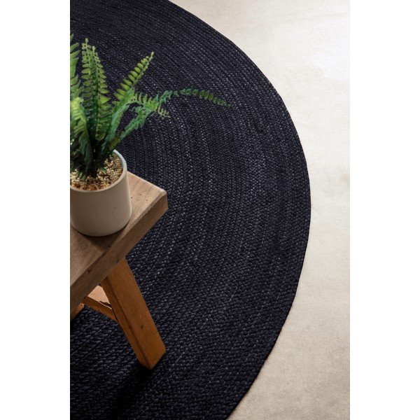 Tappeto rotondo nero in iuta reversibile/tessuto a mano ø 140 cm Braided  – Hanse Home-image-2