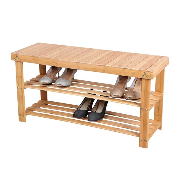 Scaffale in bambù per 8 paia di scarpe, larghezza 90 cm - Songmics-image-3