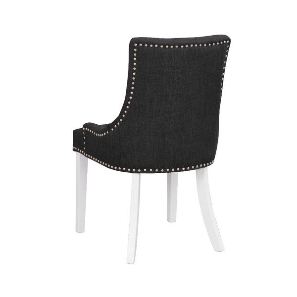 Sedia da pranzo imbottita nera con gambe bianche Vicky - Rowico-image-2