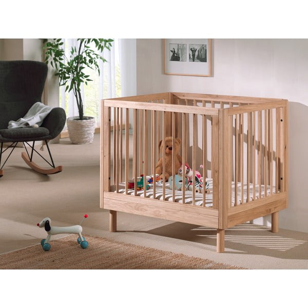 Lettino di colore naturale in rovere massiccio 95x75 cm Forrest – Vipack-image-1