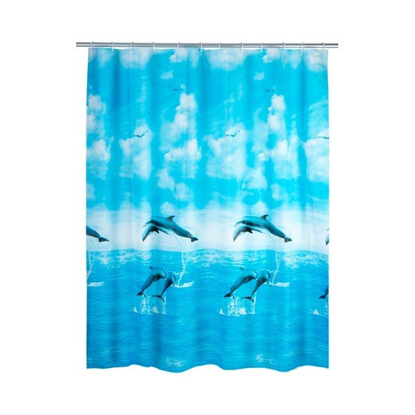 Tenda da doccia blu , 180 x 200 cm Dolphin - Wenko