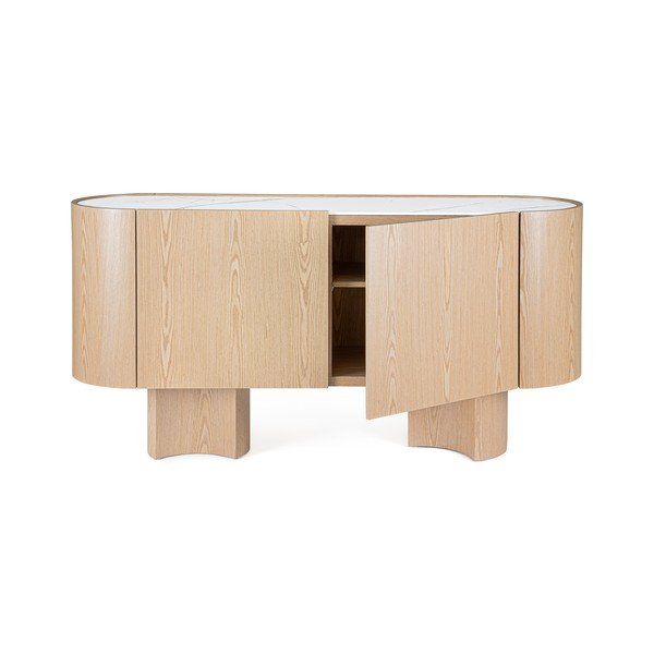 Credenza colore naturale chiaro con effetto rovere 160x80,5x45,5 cm Otilia – Bizzotto-image-4