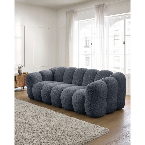 Divano grigio scuro con rivestimento in bouclé 232 cm Hippolyte – Bobochic Paris-image-1