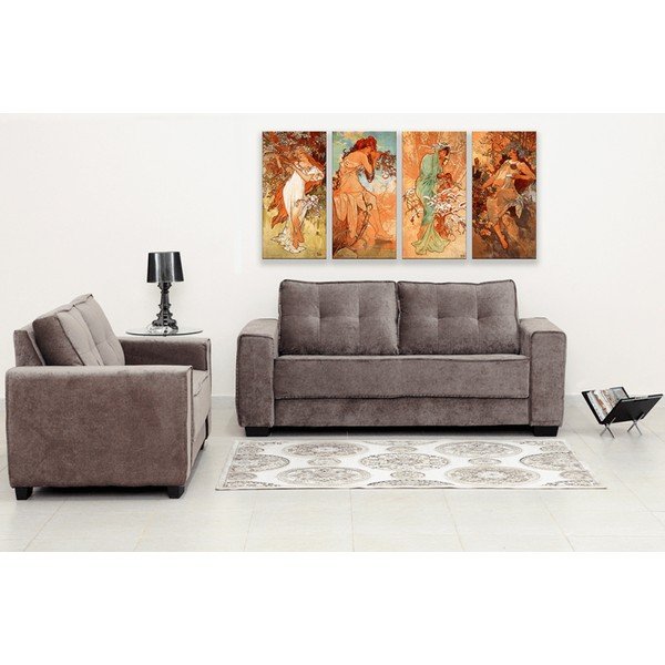 Quadri in set di 4 - riproduzione 40x80 cm Four Seasons, Alfons Mucha - Fedkolor-image-1