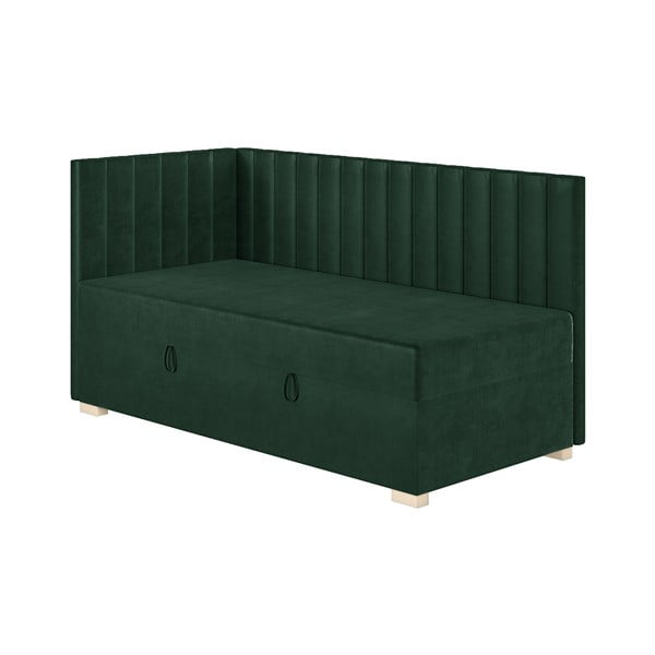 Letto da bambini con sponde verde scuro con contenitore con materasso incluso 90x200 cm Snugi – Ghado-image-3