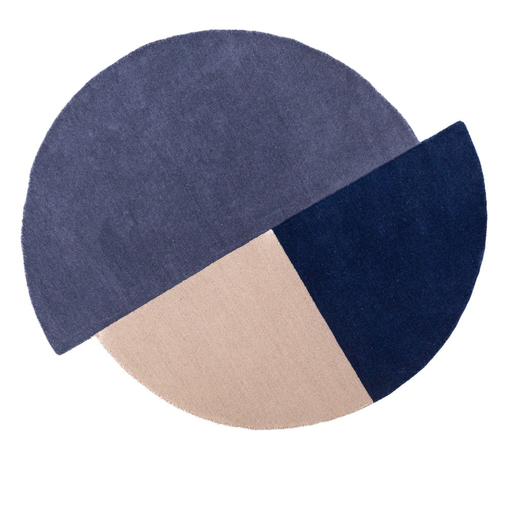 Tappeto rotondo blu in lana tessuto a mano ø 150 cm Mia Segment – Flair Rugs | Tappeti
