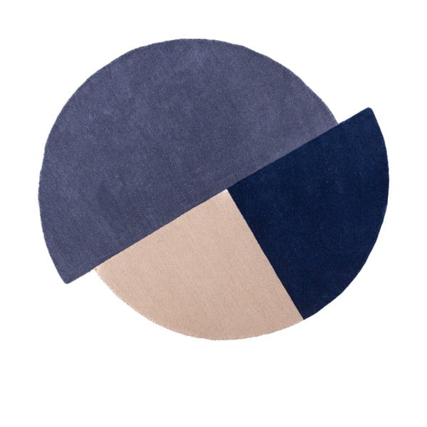 Tappeto rotondo blu in lana tessuto a mano ø 150 cm Mia Segment – Flair Rugs