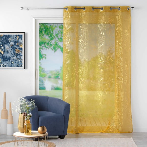 Tenda in voile giallo 140x280 cm Belflor - douceur d'intérieur-image-2
