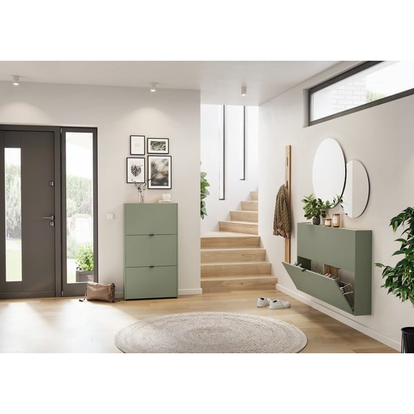 Scarpiera grigio tortora con ante ribaltabili 71x127x22 cm Ameca – Germania-image-4