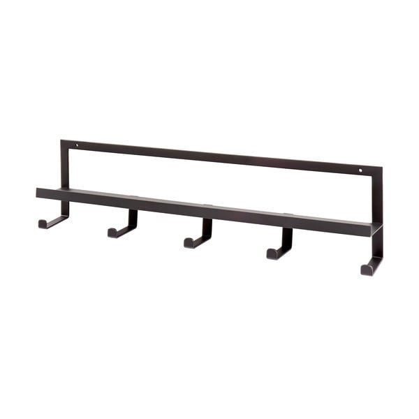 Appendiabiti da parete in metallo nero con ripiano Quinn - WOOOD-image-2