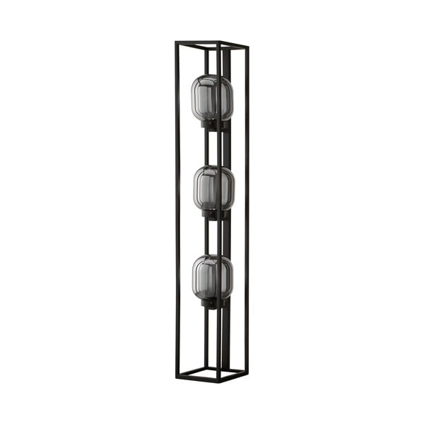 Lampada da terra nera con paralume in vetro (altezza 130 cm) Regi – Fischer & Honsel