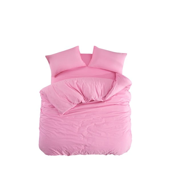 Set copripiumino e federa rosa per letto matrimoniale o esteso con lenzuolo incluso/4 pezzi 200x220 cm Classic – Mila Home