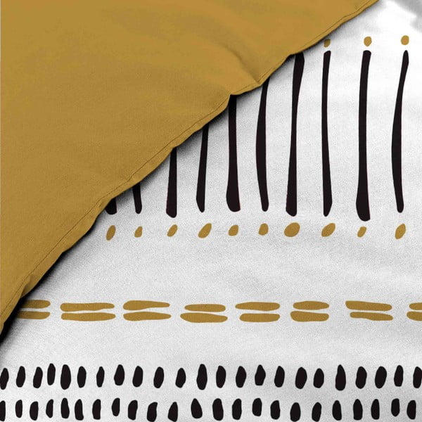 Set copripiumino e federa color senape/bianco in cotone per letto matrimoniale ed esteso 240x220 cm Chicago – douceur d'intérieur-image-3