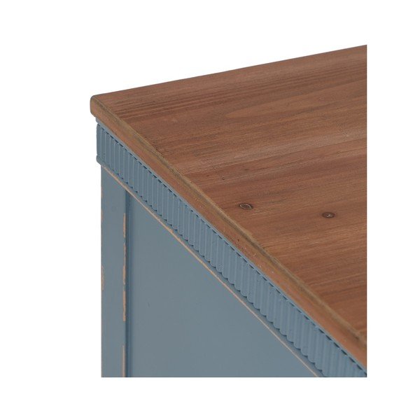 Cassettiera bassa blu in legno di abete 115x90 cm Shabby - Ixia-image-4
