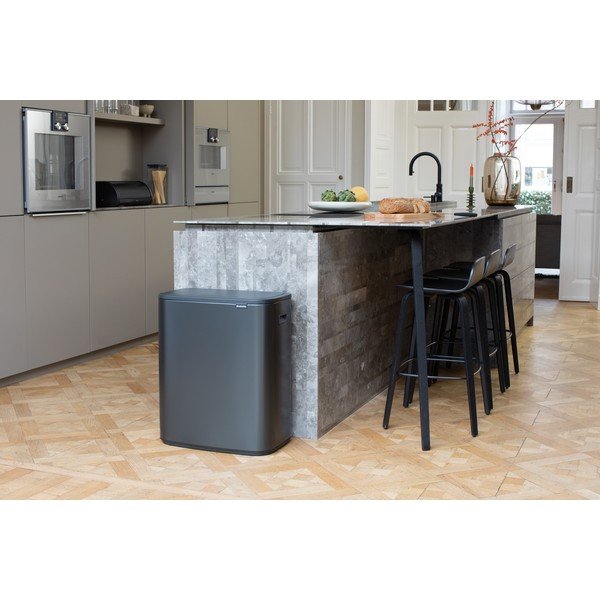 Bidone per rifiuti in acciaio grigio scuro touch 60 l Bo Touch Bin - Brabantia-image-1