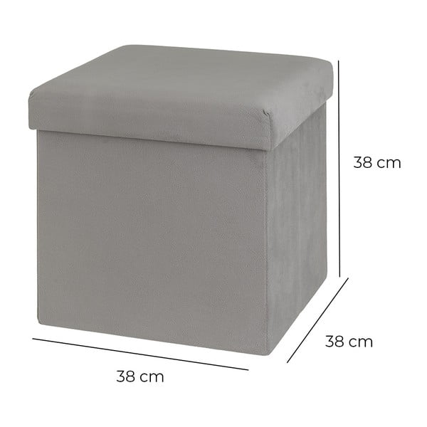 Poggiapiedi in velluto grigio chiaro Estela - Casa Selección-image-2