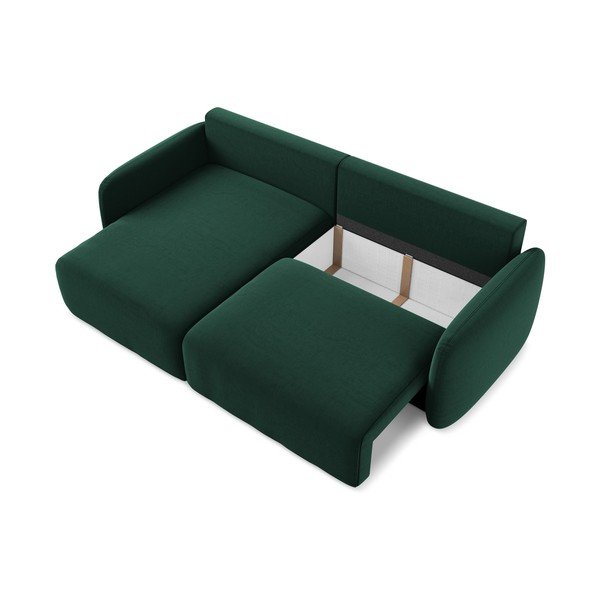 Divano angolare verde scuro allungabile/con contenitore (con penisola a sinistra/con chaise lounge) con rivestimento in velluto Kalena – Makamii-image-4