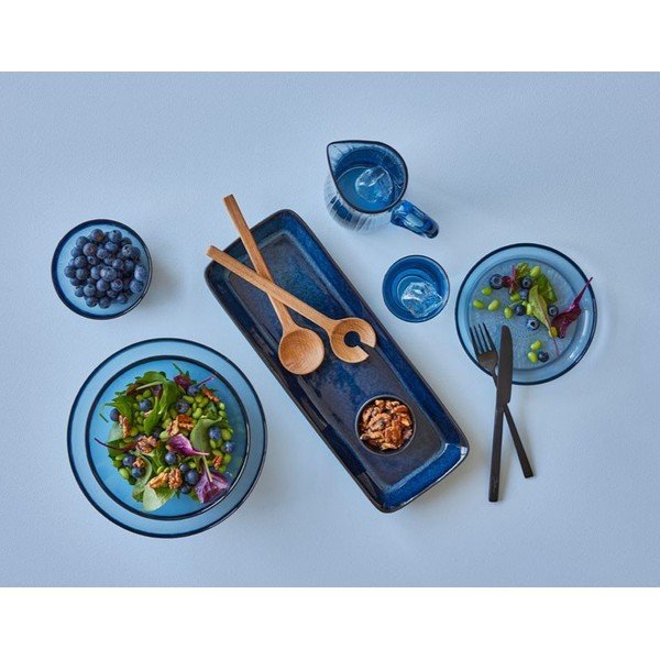 Vassoio vassoio di servizio in ceramica 14x38 cm Gastro Dark Blue/Black – Bitz-image-1