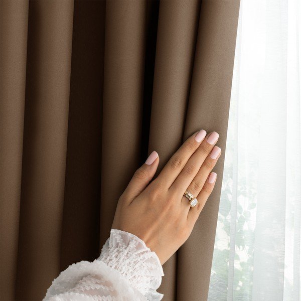 Tenda parzialmente oscurante marrone 140x250 cm Carli Tie – Restilo-image-3