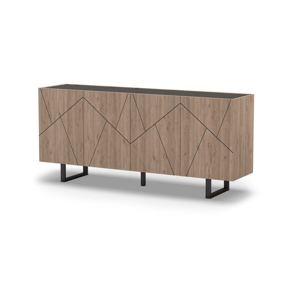 Cassettiera bassa in rovere nero/naturale 180x80 cm Milena - Marckeric-image-2