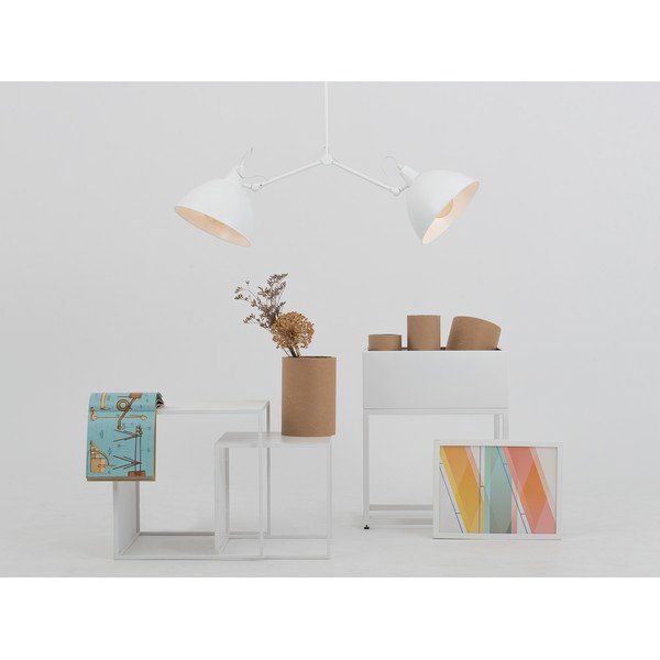 Lampada a sospensione bianca con paralume in metallo 104x104 cm Coben - CustomForm-image-2