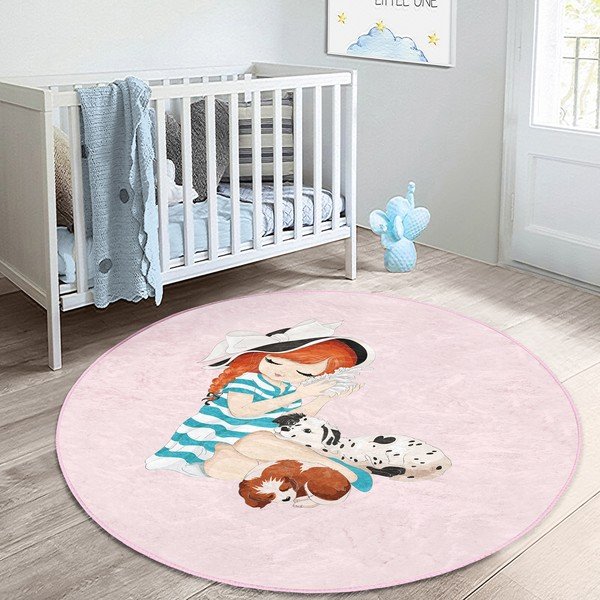 Tappeto rosa per bambini ø 100 cm Comfort - Mila Home-image-4
