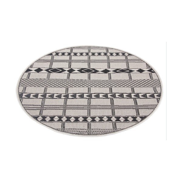 Tappeto per esterni Madrid nero e grigio, ø 120 cm - Ragami-image-2