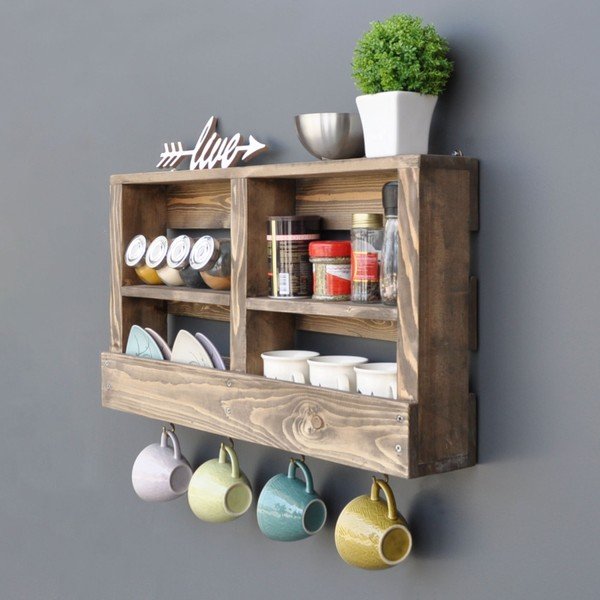 Mensola da parete in legno con ganci Ayako - Evila Originals-image-3