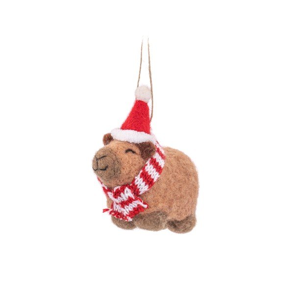 Decorazione per albero di natale in lana fatta a mano 11 cm Capybara – Sass & Belle