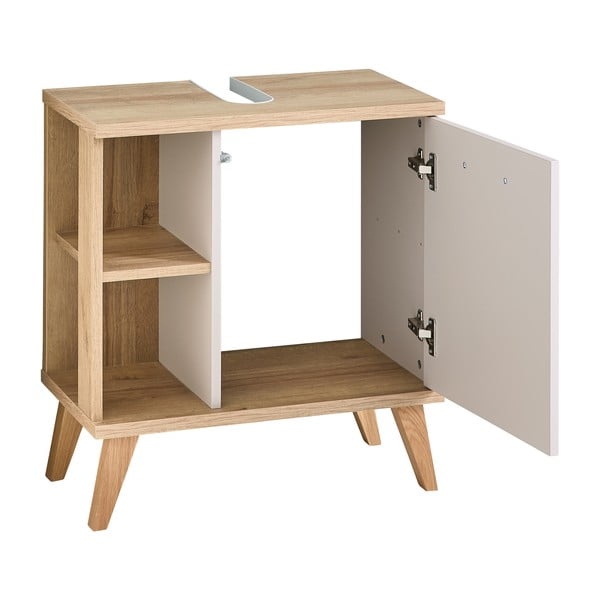 Mobile da lavabo color crema con effetto rovere 60,5x65 cm Quickset 966 – Pelipal-image-2