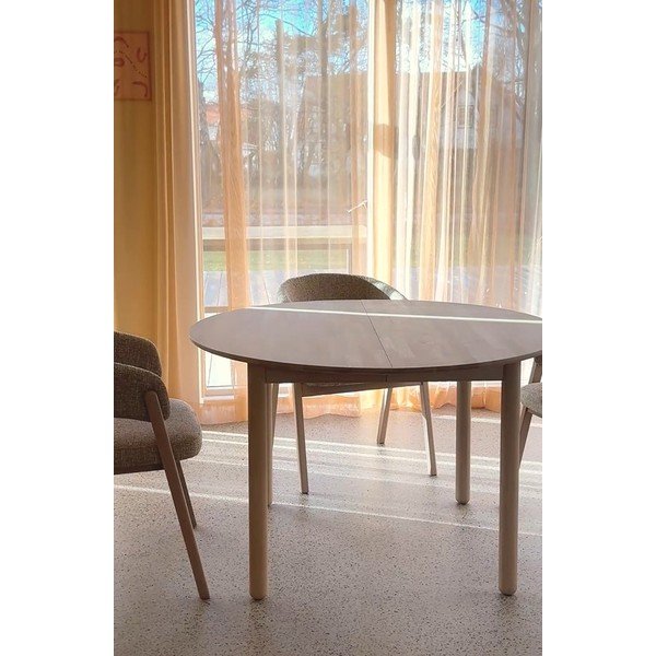 Tavolo da pranzo rotondo in rovere massiccio allungabile ø 120 cm Derrymore – Rowico-image-3