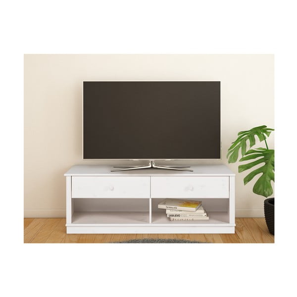 Mobile TV bianco in legno di pino 137x47 cm Anita - Støraa-image-1