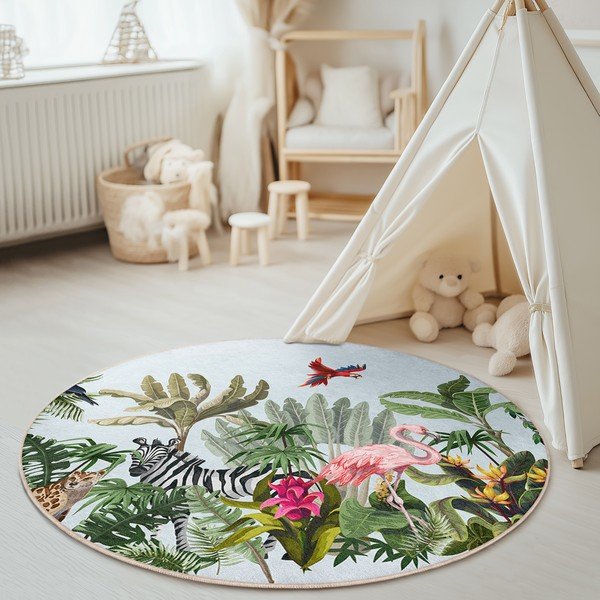 Tappeto per bambini lavabile ø150 cm Jungle – Mila Home-image-2
