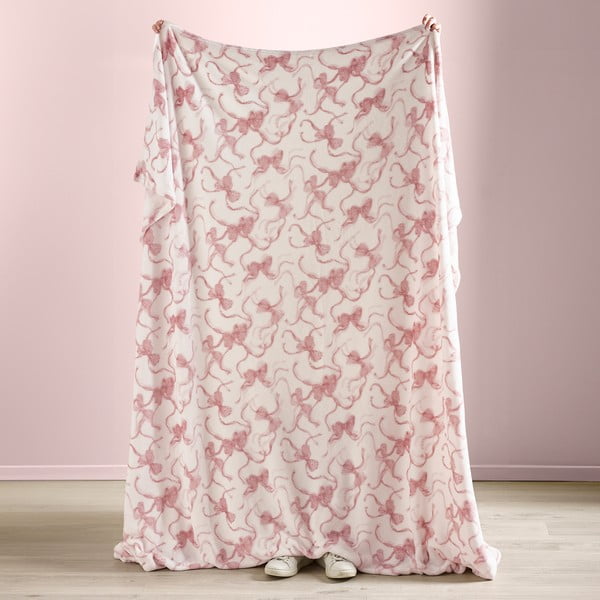 Coperta bianca e rosa in micropile 200x240 cm Bow – Catherine Lansfield-image-3