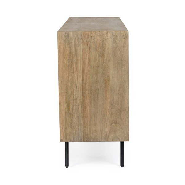 Credenza di colore naturale in mango massiccio 160x83x40 cm Darsey – Bizzotto-image-2
