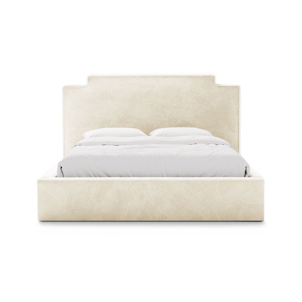 Letto matrimoniale imbottito avorio con contenitore con rete inclusa 140x200 cm Princess – Micadoni -image-3